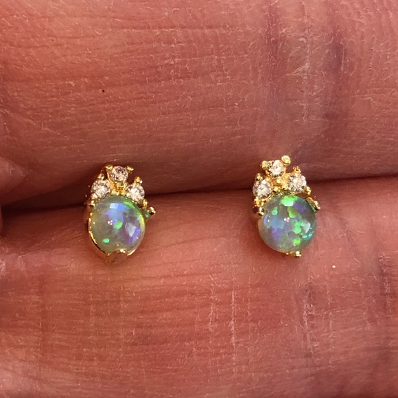 Dainty Fire Opal Earrings - Picture 5 of 5